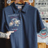 Men’s Retro Embroidered Knit Polo Shirt – Summer Lapel Short Sleeve Tee